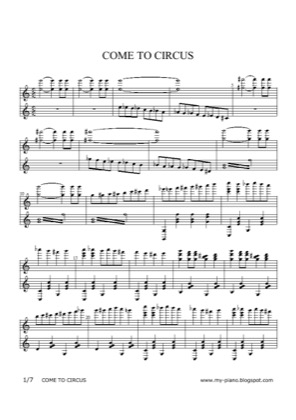 Thumbnail of first page of Come To Circus piano sheet music PDF by Anonymous.