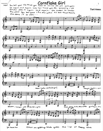 Thumbnail of first page of Cornflake Girl piano sheet music PDF by Tori Amos.