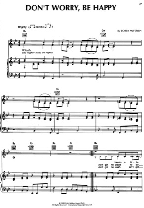 Thumbnail of first page of Don't Worry Be Happy piano sheet music PDF by Bobby McFerrin.
