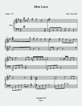 Thumbnail of first page of First Love piano sheet music PDF by Utada Hikaru.