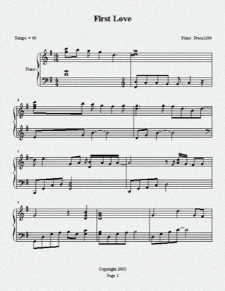 First Love - Utada Hikaru Free Piano Sheet Music PDF