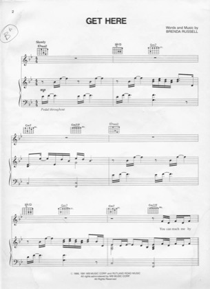 Thumbnail of first page of Get Here piano sheet music PDF by Oleta Adams.