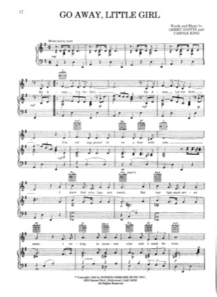 Thumbnail of first page of Go Away Little Girl piano sheet music PDF by Carole King.