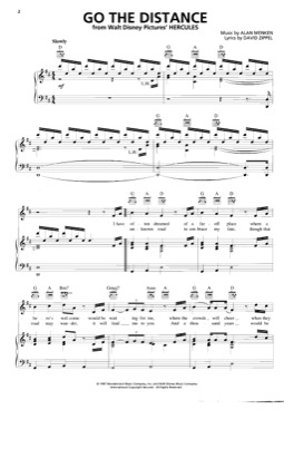 Thumbnail of first page of Go The Distance piano sheet music PDF by Hercules.