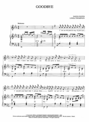 Thumbnail of first page of Goodbye piano sheet music PDF by Air Supply.