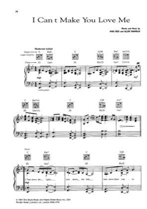 Thumbnail of first page of I Can't Make You Love Me piano sheet music PDF by George Michael.