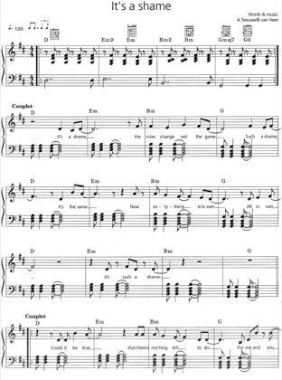 Thumbnail of first page of It's A Shame piano sheet music PDF by Anouk.